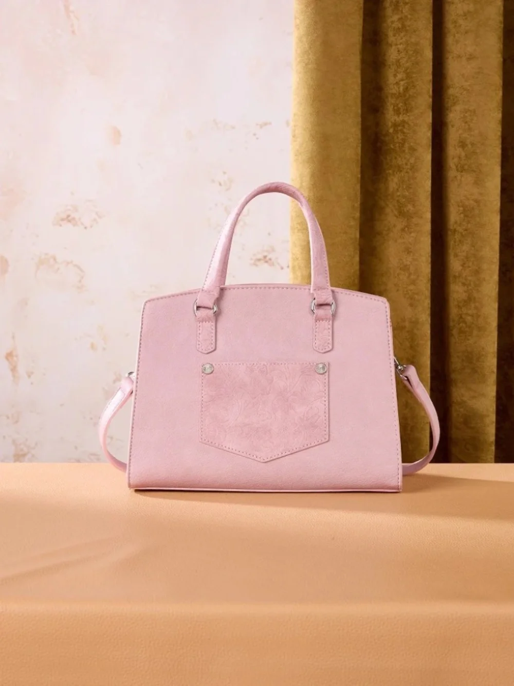 Wrangler Western Chic Lace with Chain Charm Satchel/Crossbody Bag Pink